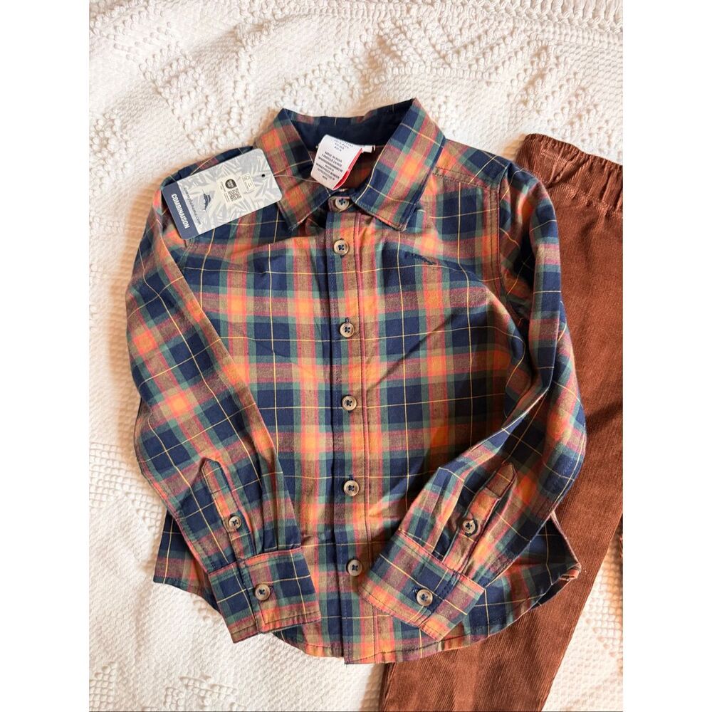 Tommy Bahama Boys 4 NWT Plaid Shirt Cord Pant - Picture 2 of 9